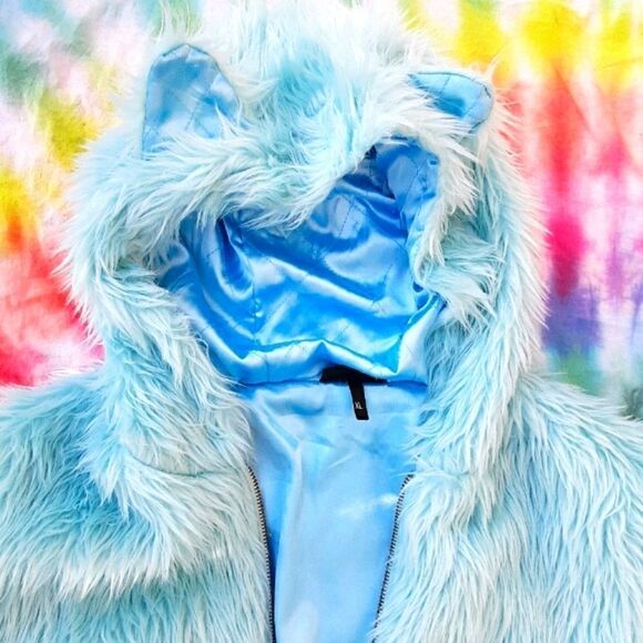 Sale! Sourpuss blue care bear kitty cat jacket - Picture 4 of 8